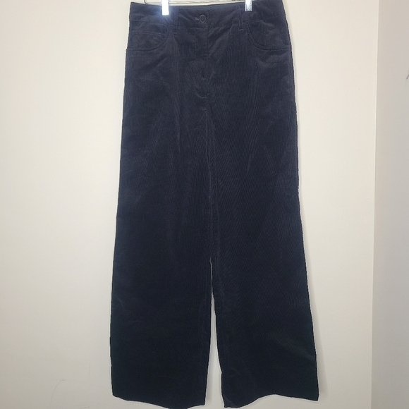 All Saints Adlai Black Corduroy High Rise Wide Leg Trousers Pants Size 8 - Picture 2 of 8